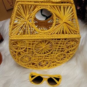 Yellow Woven Handbag